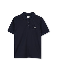 Short-sleeved cotton polo shirt - Cargo blue