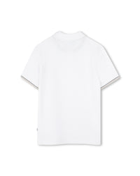 Short-sleeved polo shirt with cotton logo - White