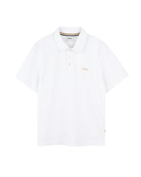 Short-sleeved polo shirt with cotton logo - White