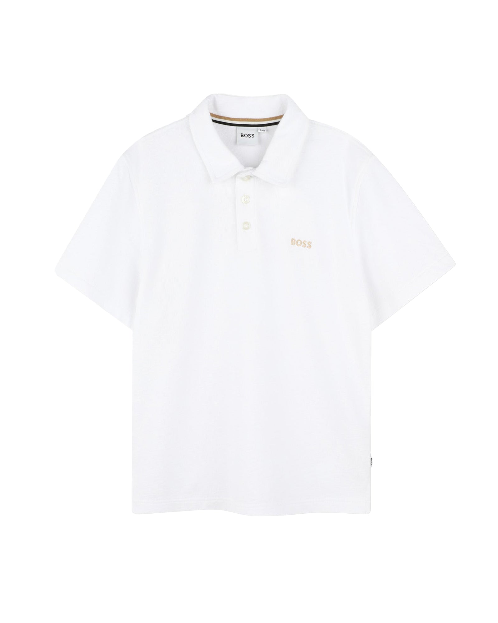 Short-sleeved polo shirt with cotton logo - White