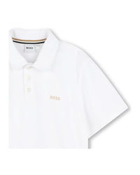 Short-sleeved polo shirt with cotton logo - White