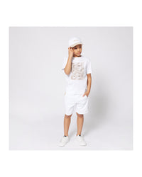 Short-sleeved T-shirt with cotton logo - White