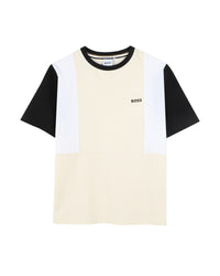 Short-sleeved T-shirt with cotton logo - Vanilla