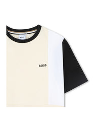 Short-sleeved T-shirt with cotton logo - Vanilla