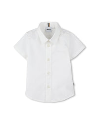 Short-sleeved shirt with cotton logo - White