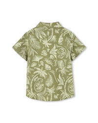 Chemise manches courtes avec logo en coton - Laurier