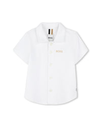 Short-sleeved shirt with cotton logo - White