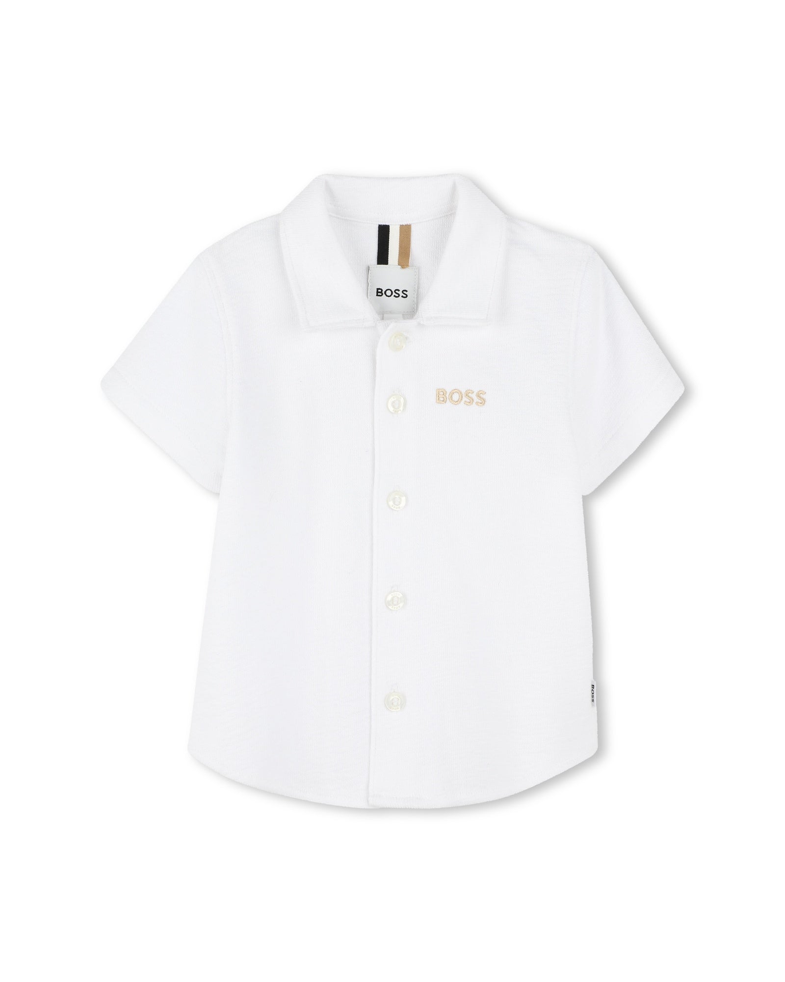 Short-sleeved shirt with cotton logo - White