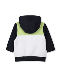 Cotton hooded cardigan - Cargo Blue