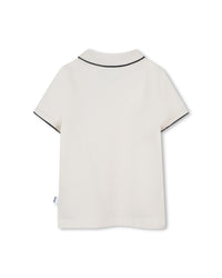 Short-sleeved polo shirt with cotton logo - Vanilla