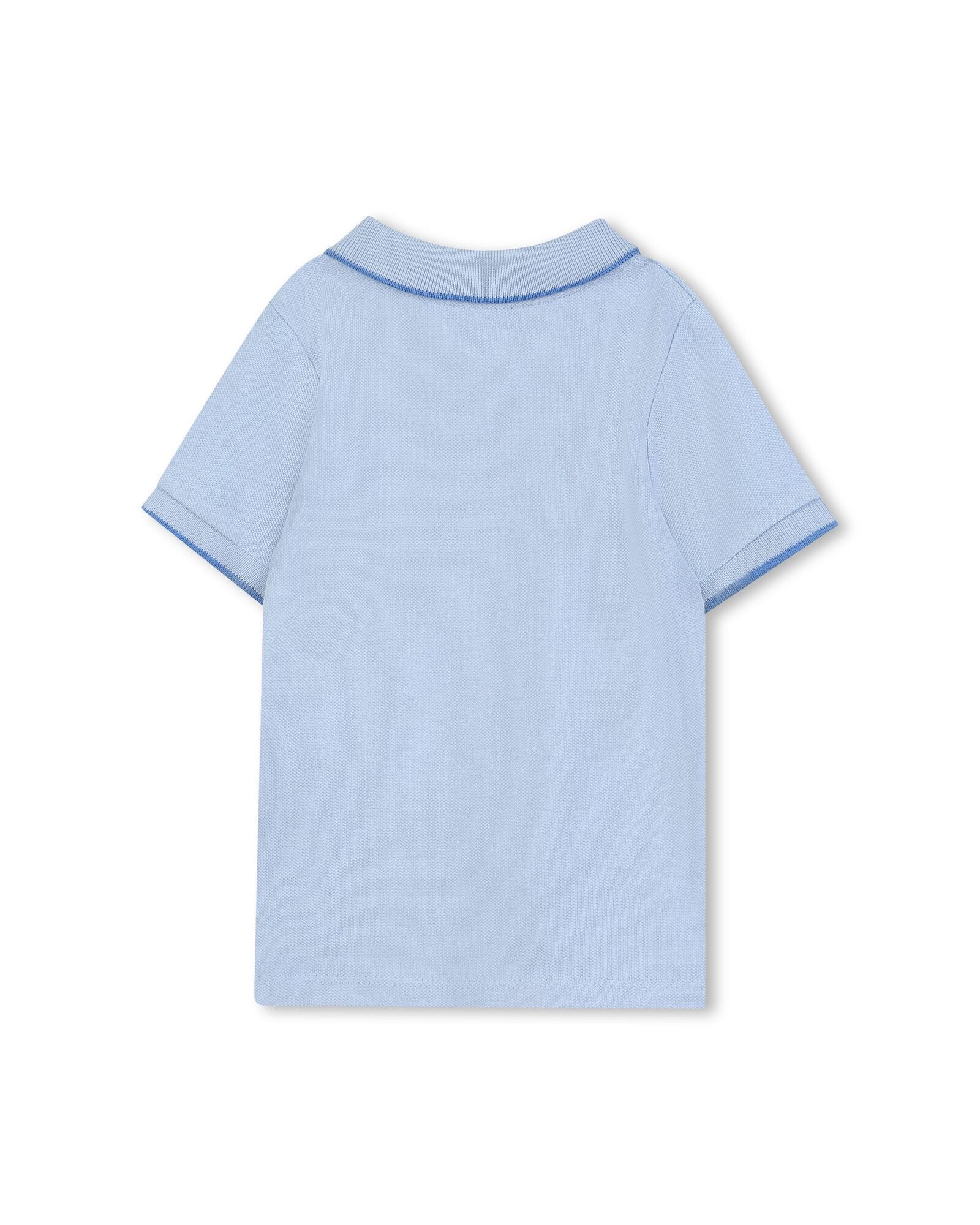 Short-sleeved polo shirt with cotton logo - Persian Blue