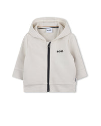 Hooded cardigan with cotton logo - Vanilla