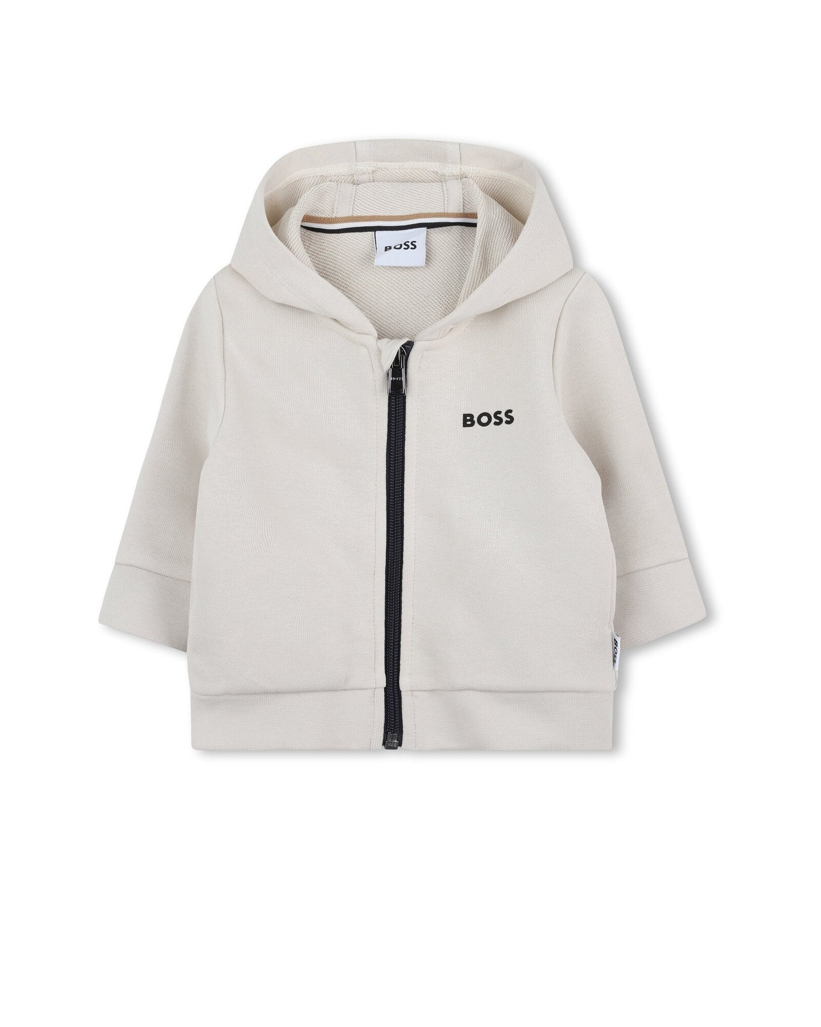 Hooded cardigan with cotton logo - Vanilla