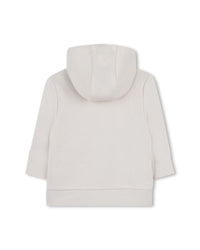 Hooded cardigan with cotton logo - Vanilla