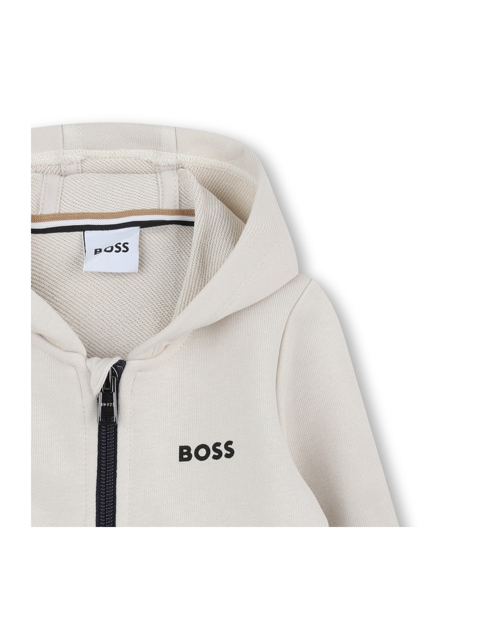 Hooded cardigan with cotton logo - Vanilla