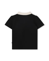 Short-sleeved polo shirt with cotton logo - Black