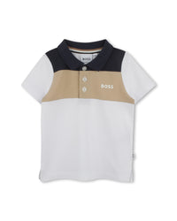 Short-sleeved polo shirt with cotton logo - White