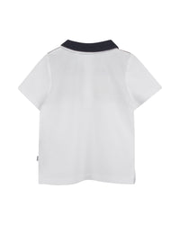 Short-sleeved polo shirt with cotton logo - White