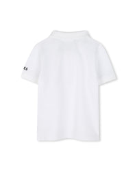 Short-sleeved polo shirt with cotton logo - White