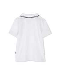 Short-sleeved polo shirt with cotton logo - White