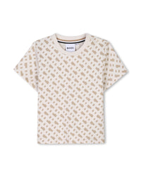 Short-sleeved T-shirt with cotton logo - Vanilla
