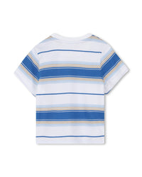 Short-sleeved T-shirt with cotton logo - French Blue
