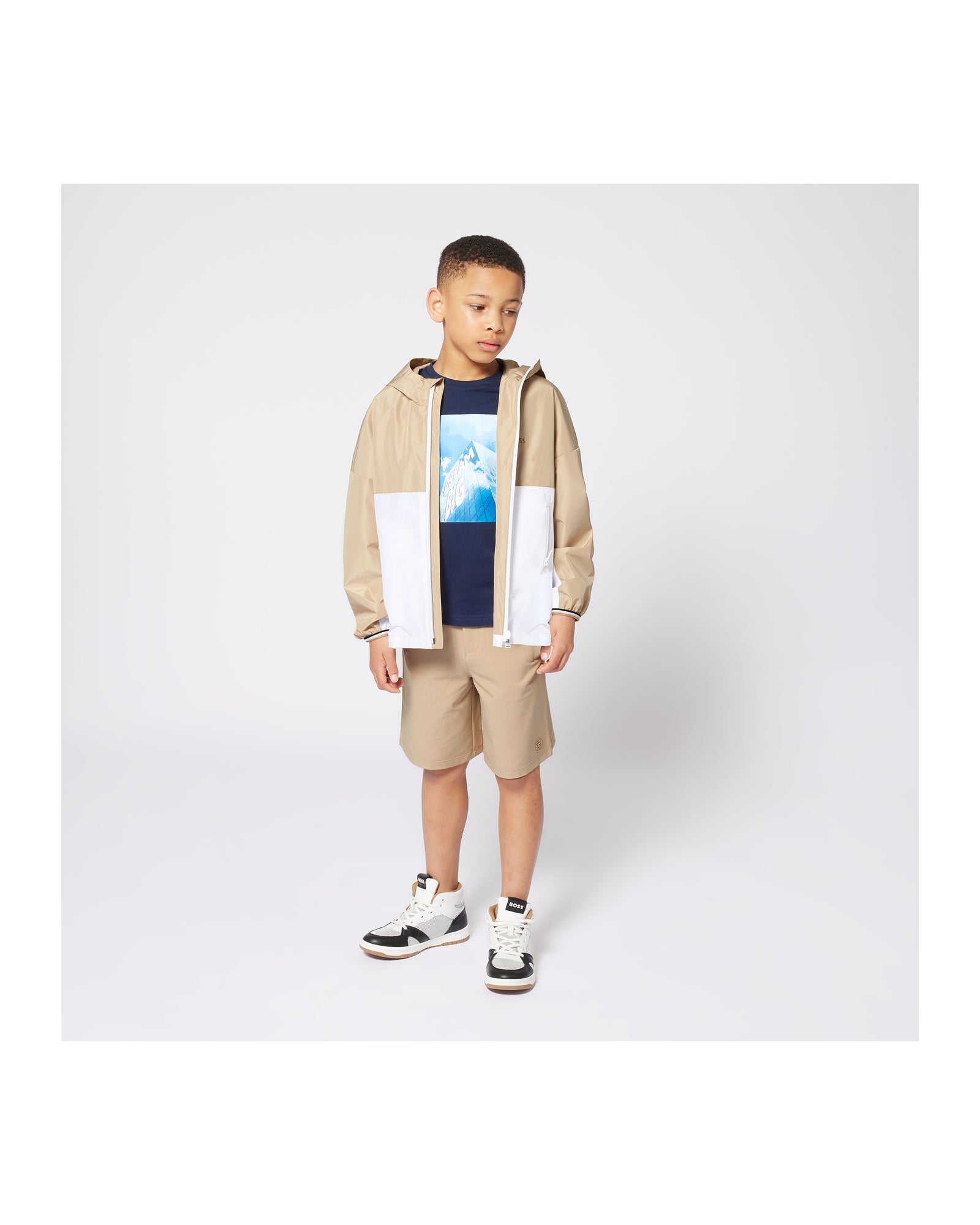 Windproof hooded jacket - Sand