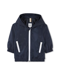 Veste coupe-vent à capuche avec logo - Bleu Cargo