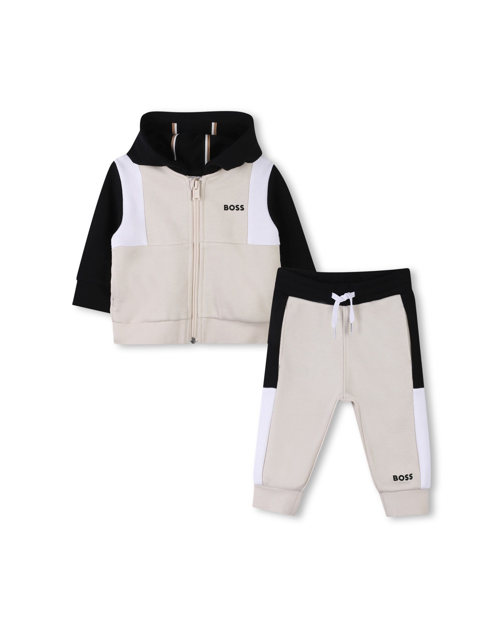 Cardigan and trouser set with cotton logo - Vanilla