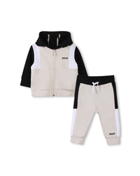 Ensemble cardigan pantalon avec logo en coton - Vanille