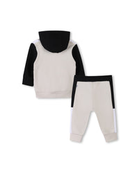 Cardigan and trouser set with cotton logo - Vanilla
