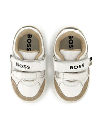 Sneakers avec logo en cuir - Blanc