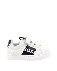 Sneakers avec logo en cuir - Blanc
