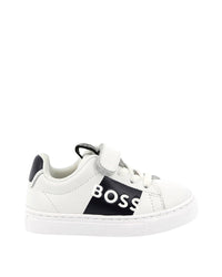Sneakers avec logo en cuir - Blanc