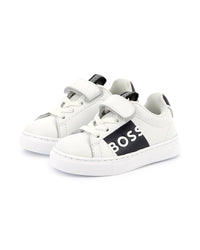 Sneakers avec logo en cuir - Blanc