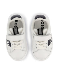 Sneakers avec logo en cuir - Blanc