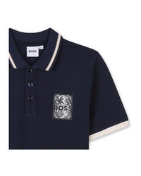 Polo manches courtes avec logo en coton - Bleu Cargo