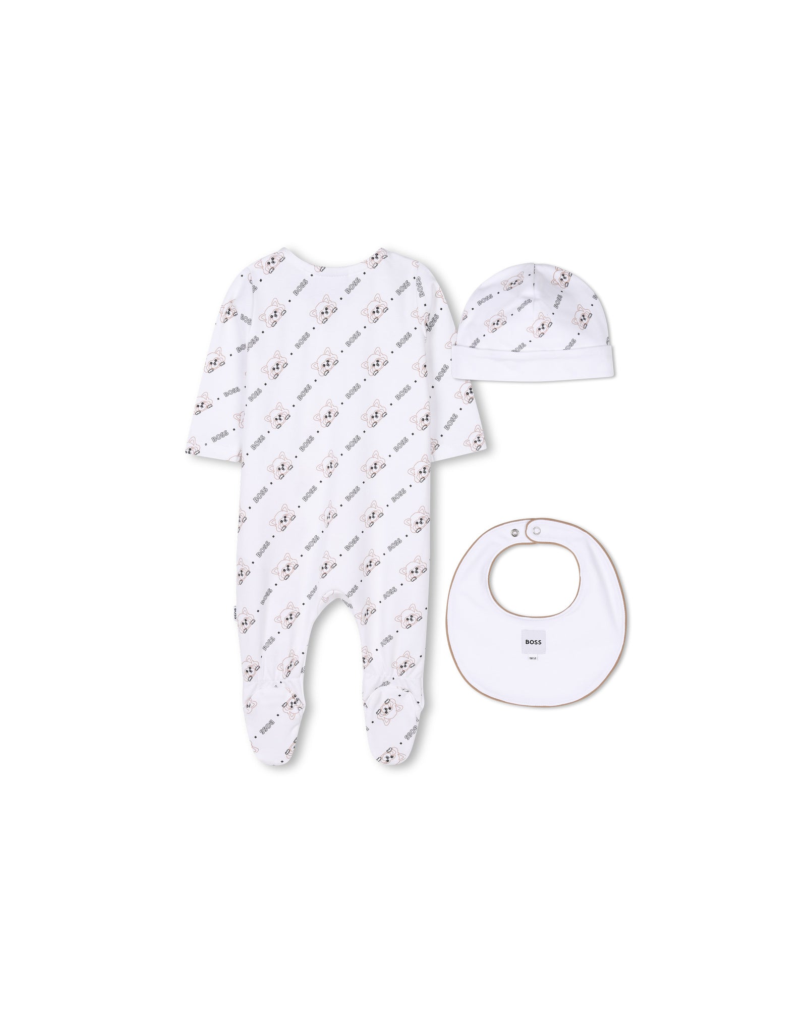 Ensemble pyjama et bonnet en coton - Blanc