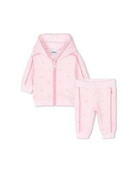 Ensemble cardigan pantalon avec logo en coton - Baby Pink