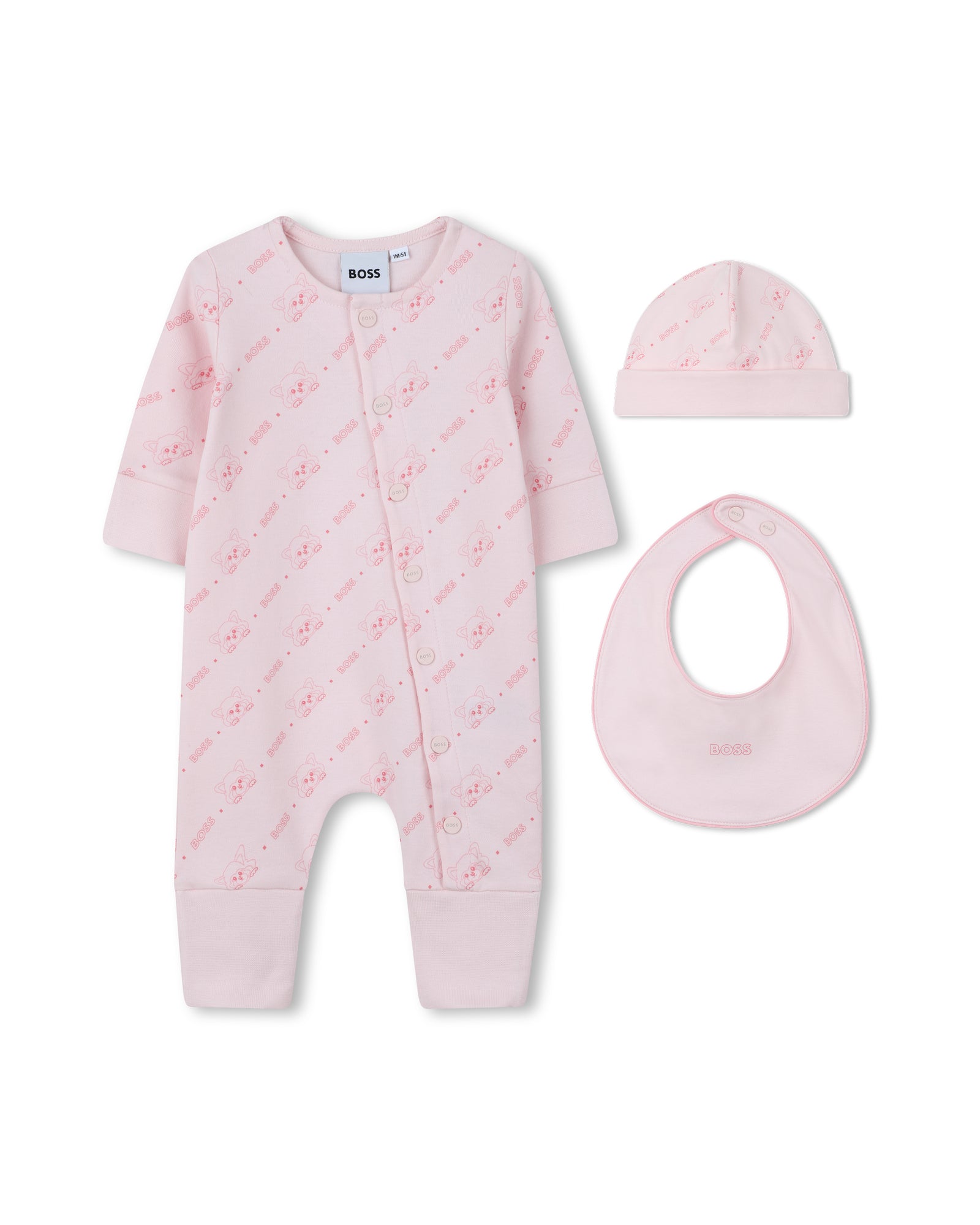 Ensemble pyjama et bonnet en coton - Baby Pink
