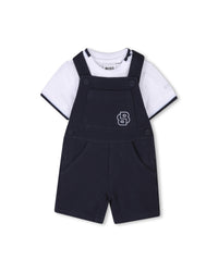 Ensemble t-shirt et salopette en coton - Bleu Cargo