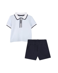 Ensemble polo et short en coton - Ciel