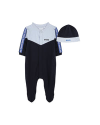 Ensemble pyjama et bonnet avec logo en coton - Bleu Cargo