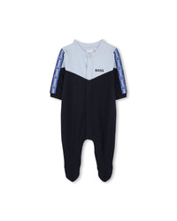 Ensemble pyjama et bonnet avec logo en coton - Bleu Cargo