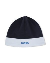 Ensemble pyjama et bonnet avec logo en coton - Bleu Cargo