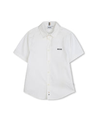 Chemise manches courtes avec logo en coton - Blanc