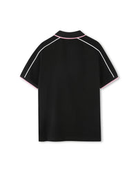 Short-sleeved cotton polo shirt - Black