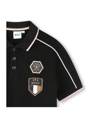 Short-sleeved cotton polo shirt - Black