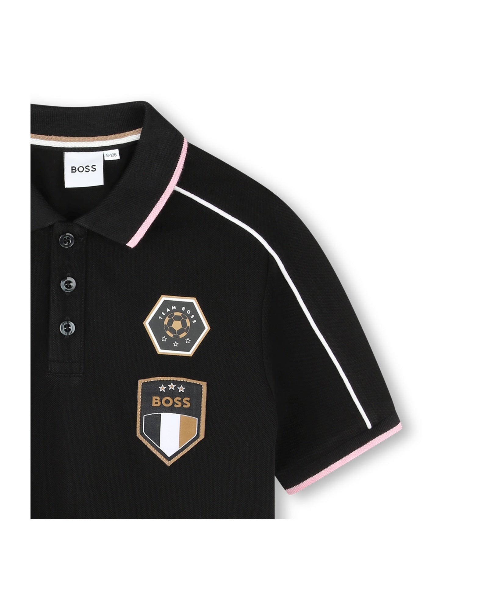 Short-sleeved cotton polo shirt - Black