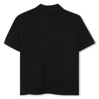 Short-sleeved cotton polo shirt - Black